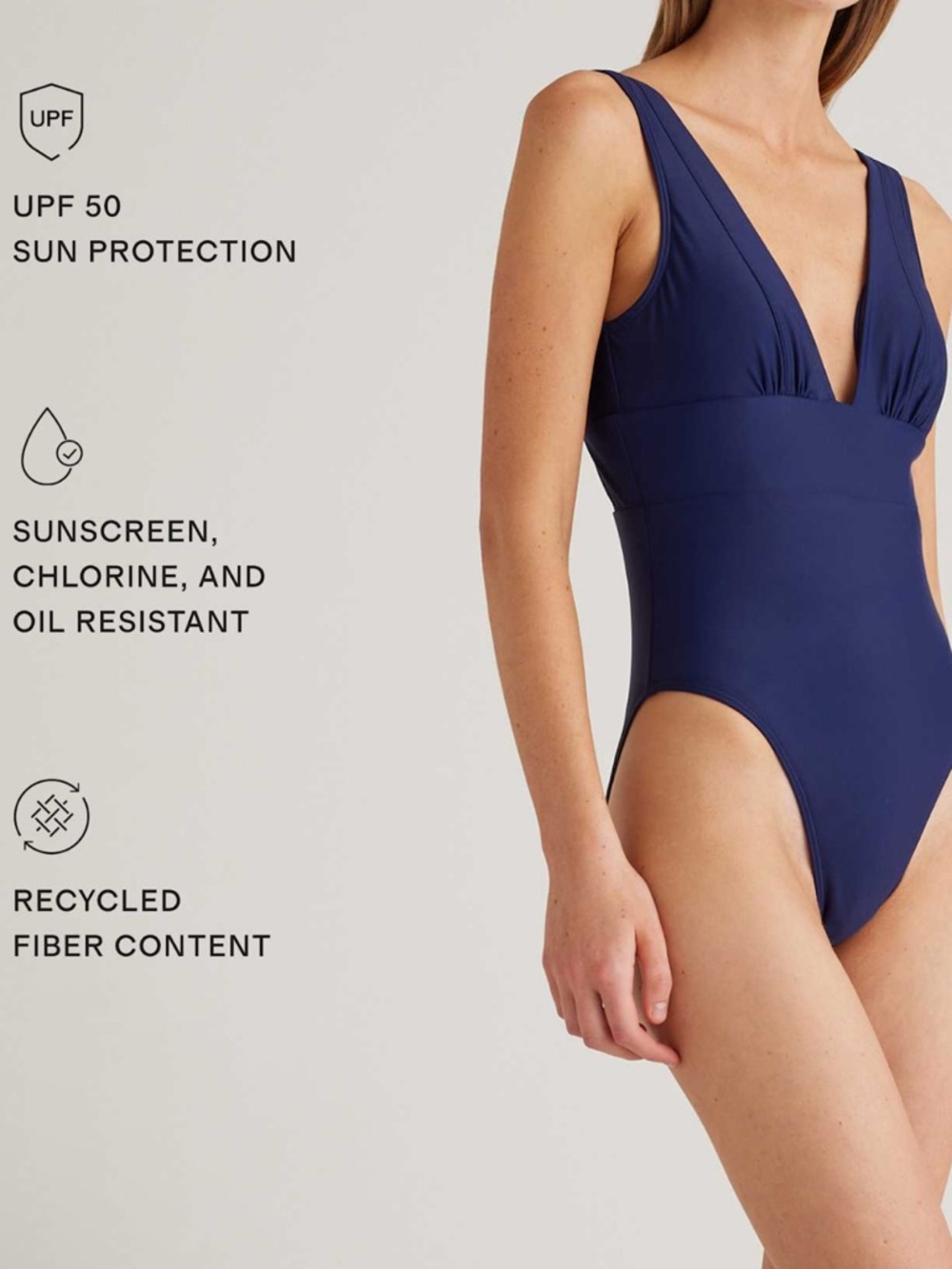 Quince Navy Plunge One-Piece Swimsuit